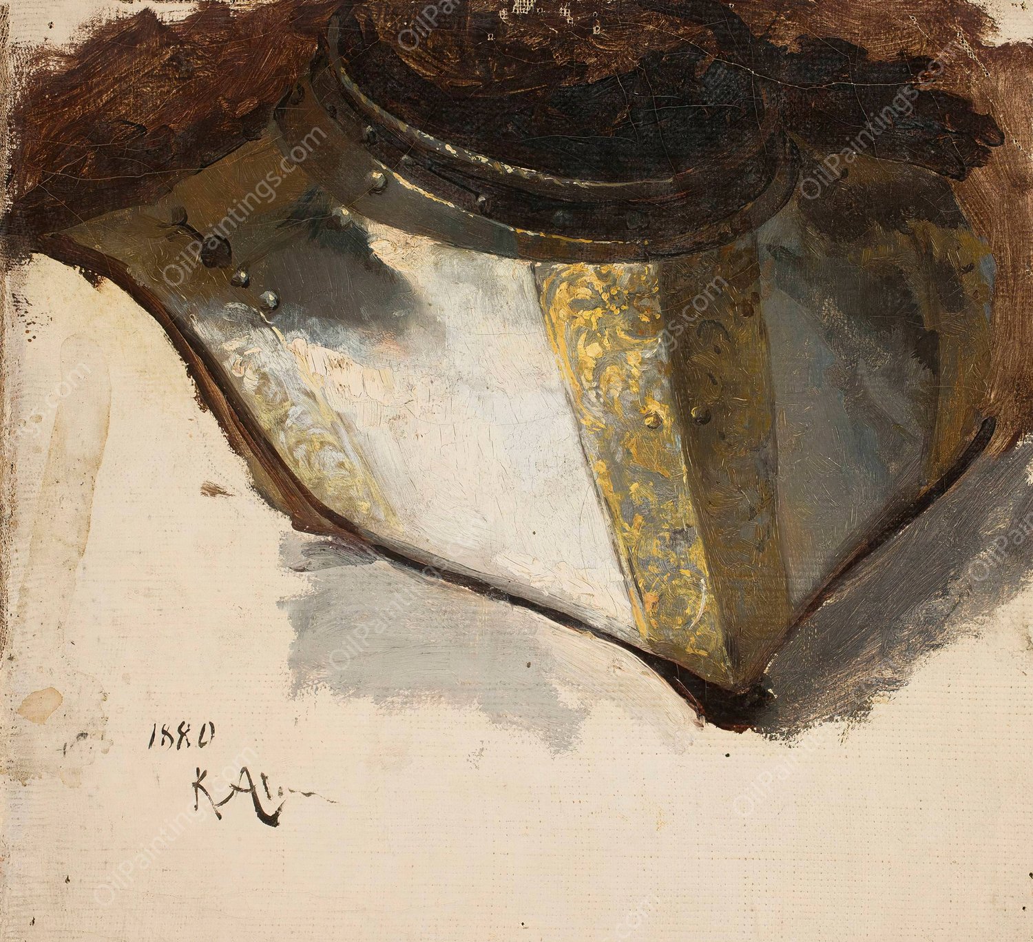 Armour bevor of Late Renaissance, study  by Kazimierz Alchimowicz - Hand-Painted Oil Painting Reproduction