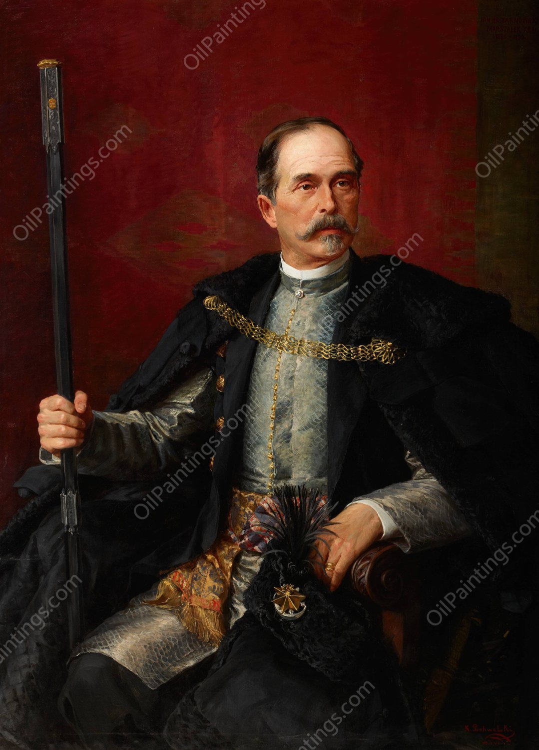 Portrait of Jan Tarnowski  by Kazimierz Pochwalski - Hand-Painted Oil Painting Reproduction