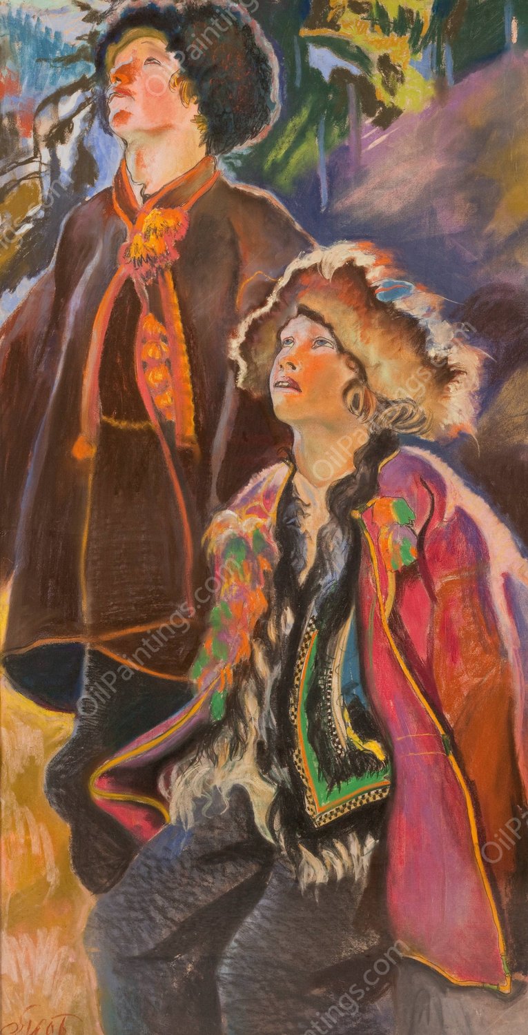 Palm Sunday - triptych. Hutsul boys  by Kazimierz Sichulski - Hand-Painted Oil Painting Reproduction