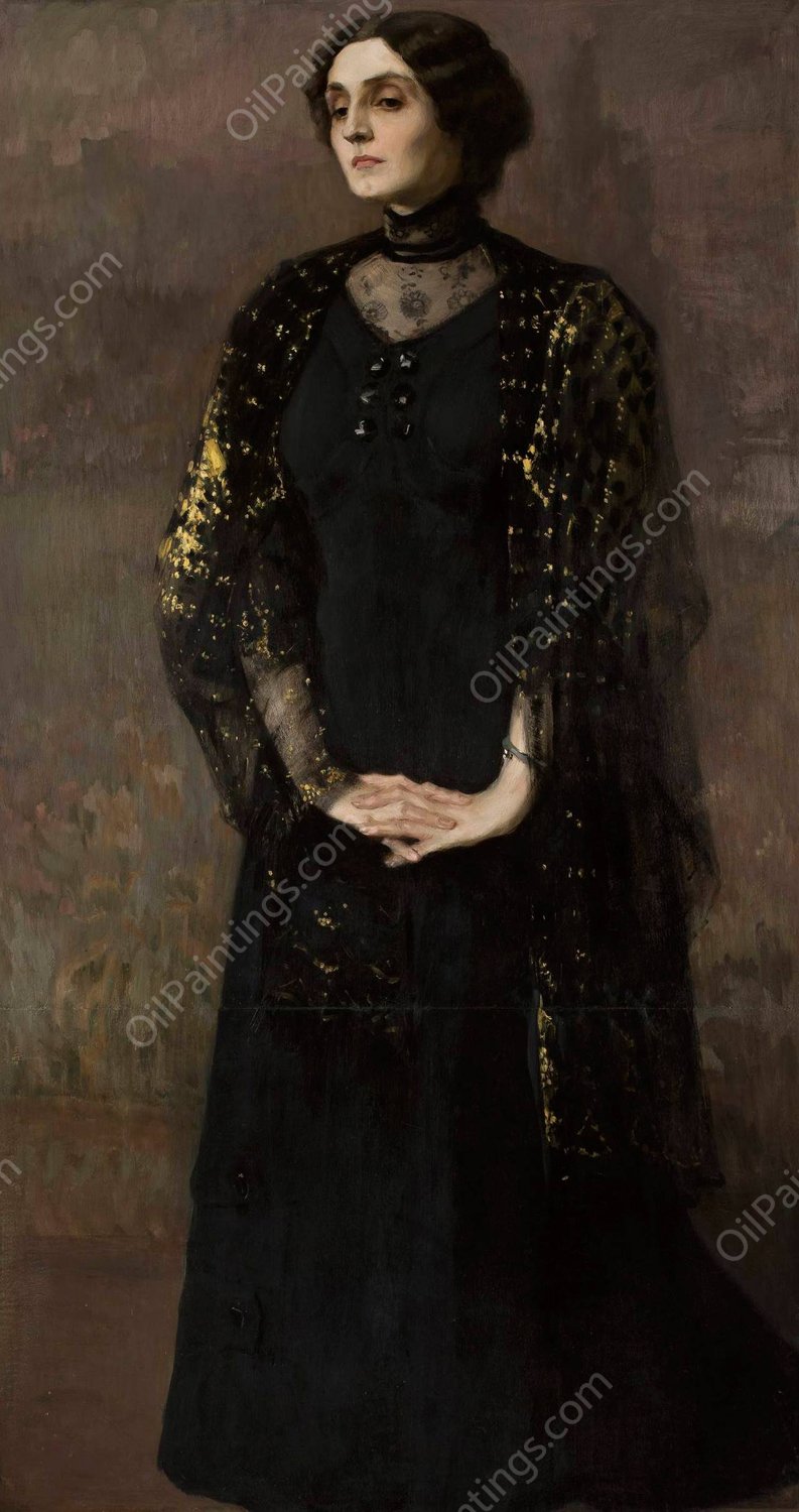 Portrait of a Woman  by Kazimierz Stabrowski - Hand-Painted Oil Painting Reproduction