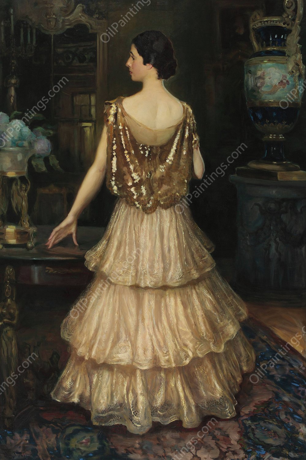 Portrait of Mrs. Gawronska  by Kazimierz Stabrowski - Hand-Painted Oil Painting Reproduction