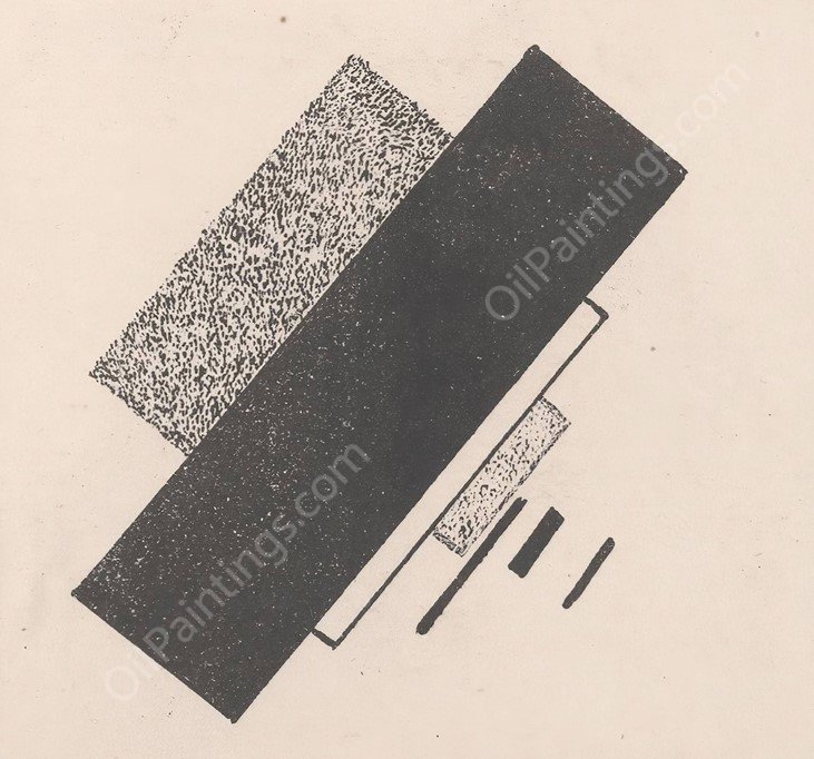 Composition with Four Black, One White, and Two Grey Elements  by Kazimir Malevich - Hand-Painted Oil Painting Reproduction