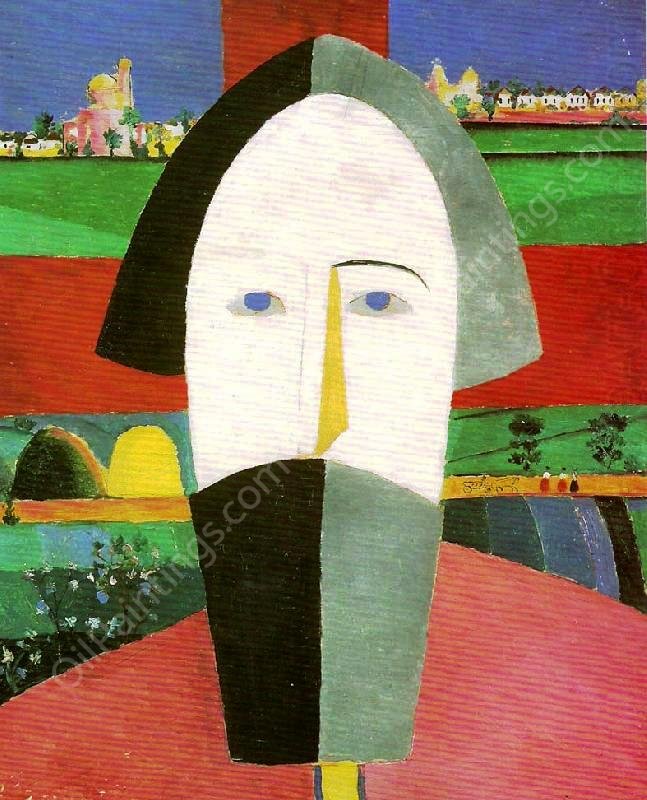 Head of Peasant by Kazimir Malevich - Hand-Painted Oil Painting Reproduction