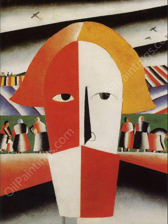 Head of Peasant by Kazimir Malevich - Hand-Painted Oil Painting Reproduction