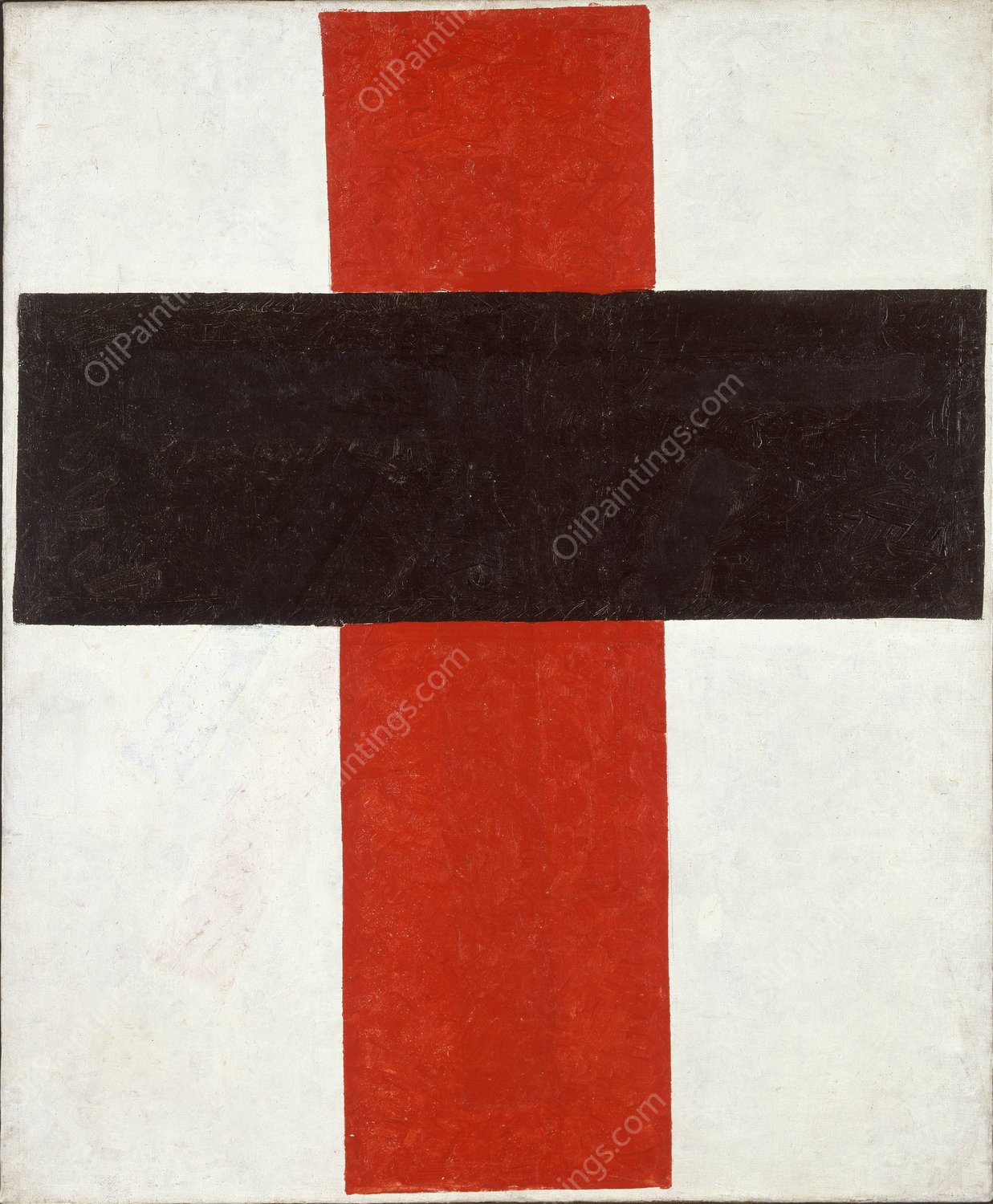 Large cross in black over red on white  by Kazimir Malevich - Hand-Painted Oil Painting Reproduction