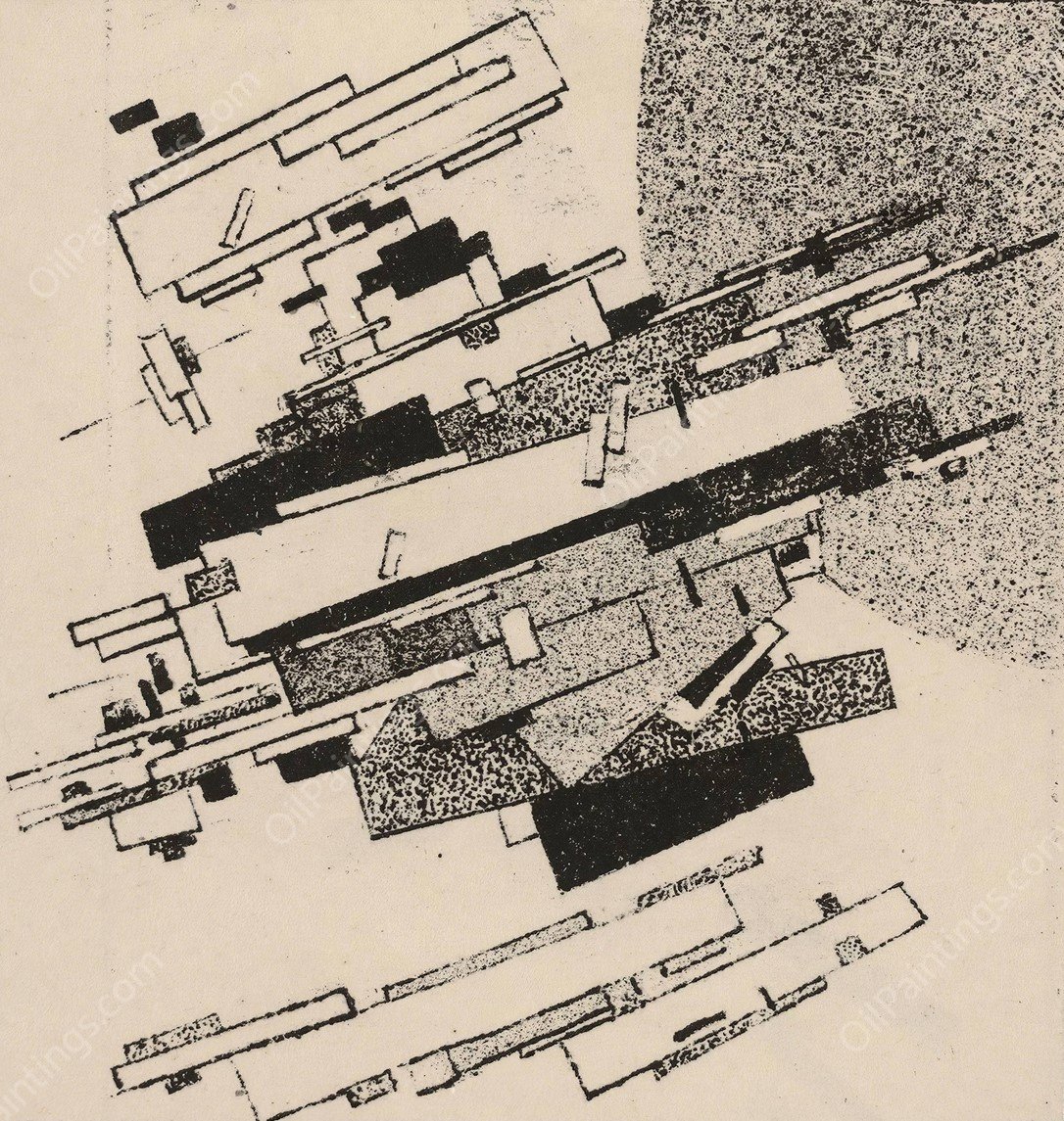 Suprematist Satellites  by Kazimir Malevich - Hand-Painted Oil Painting Reproduction