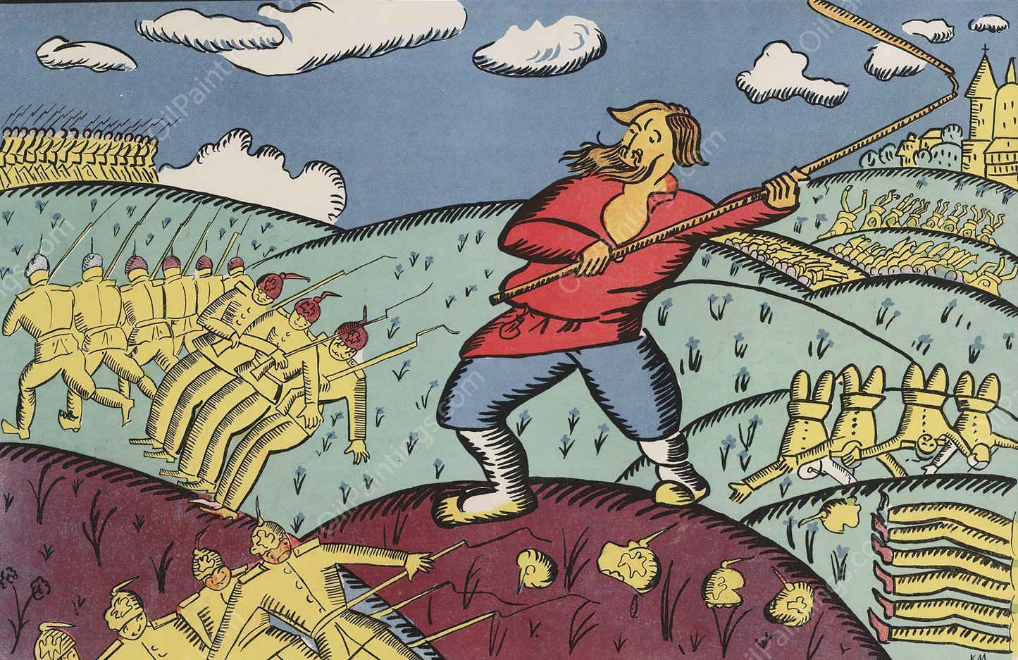 What A Boom! What A Blast There Was From The Germans At Lomza!  by Kazimir Malevich - Hand-Painted Oil Painting Reproduction