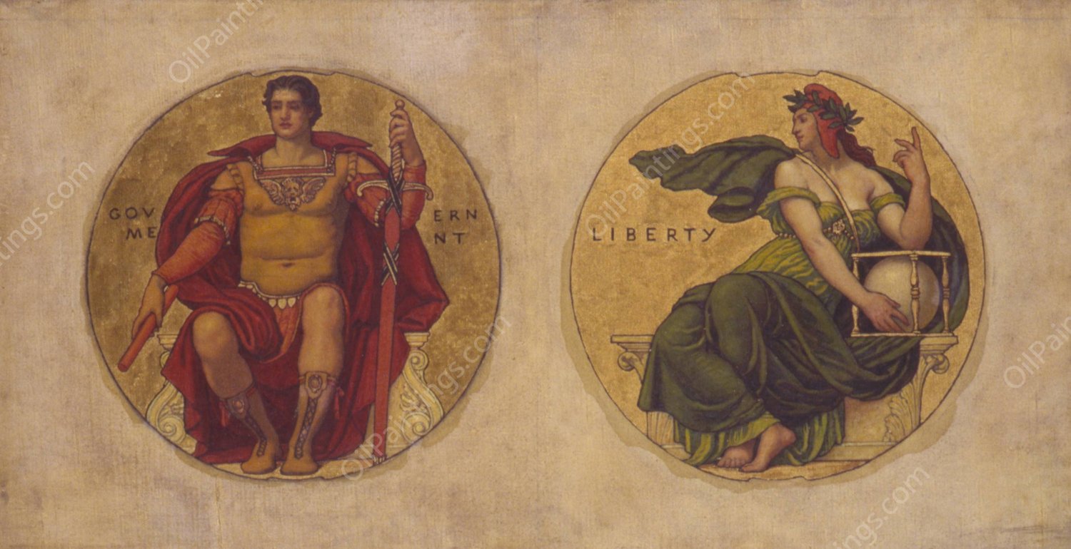 Study for mosaic in the Wisconsin State Capital 'Government and Liberty' by Kenyon Cox - Hand-Painted Oil Painting Reproduction