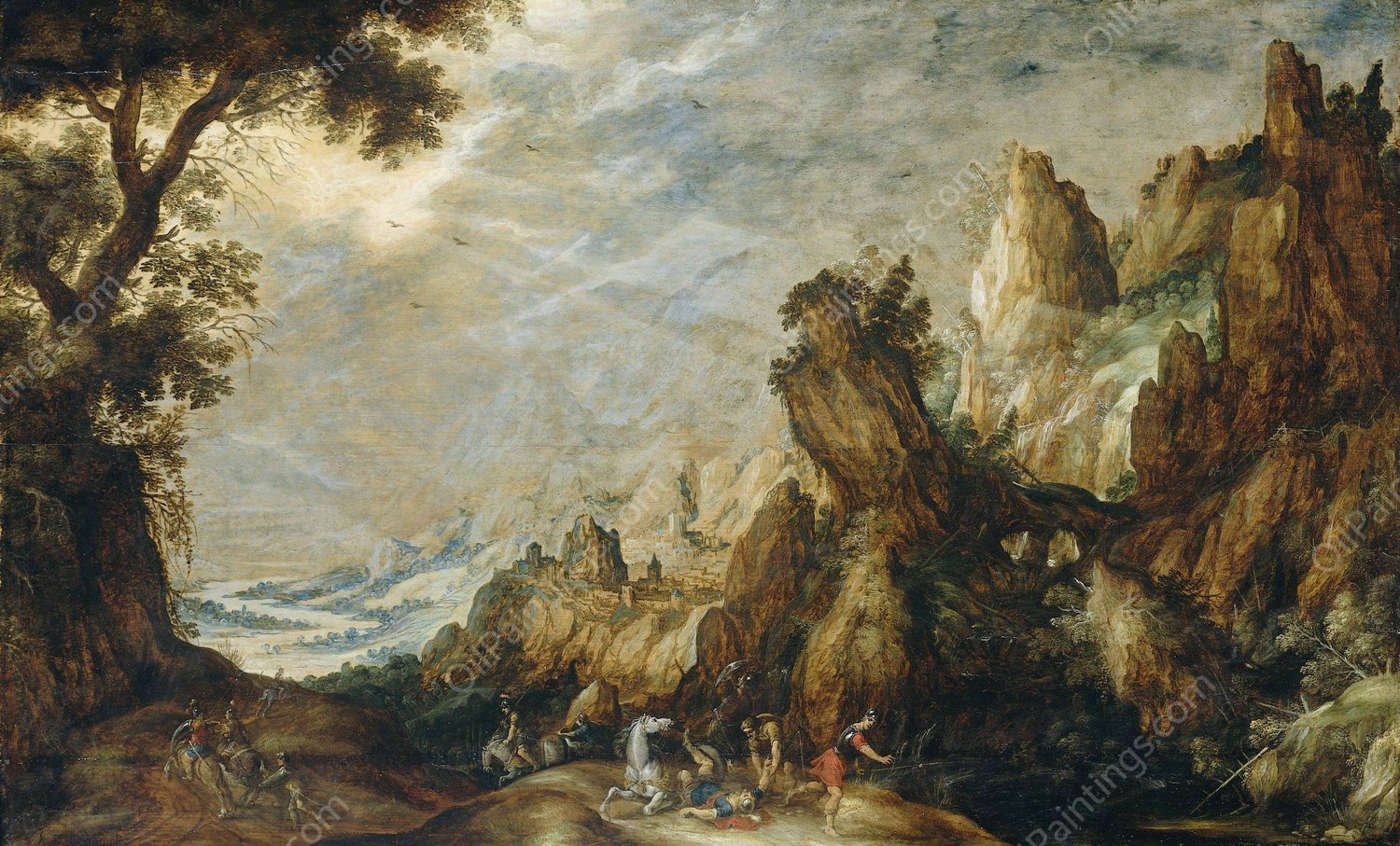Landscape with Conversion of Saint Paul  by Kerstiaen De Keuninck - Hand-Painted Oil Painting Reproduction