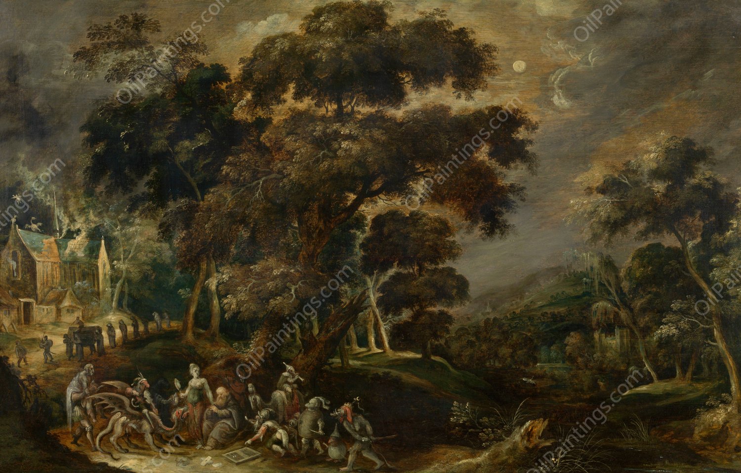 Landscape with the Temptation of Saint Anthony the Great by Kerstiaen De Keuninck - Hand-Painted Oil Painting Reproduction