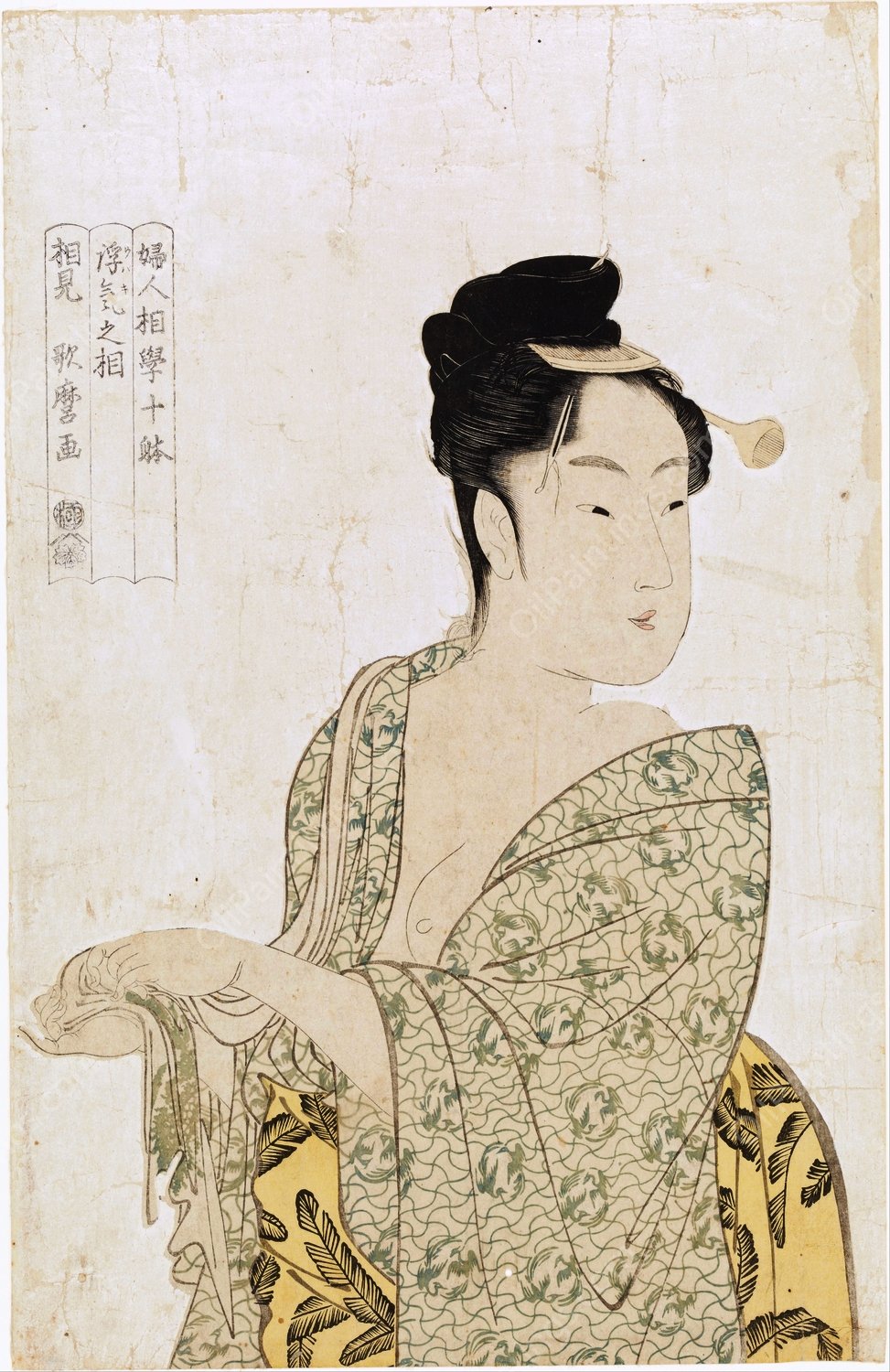 Ten physiognomic types of women, Coquettish type by Kitagawa Utamaro - Hand-Painted Oil Painting Reproduction