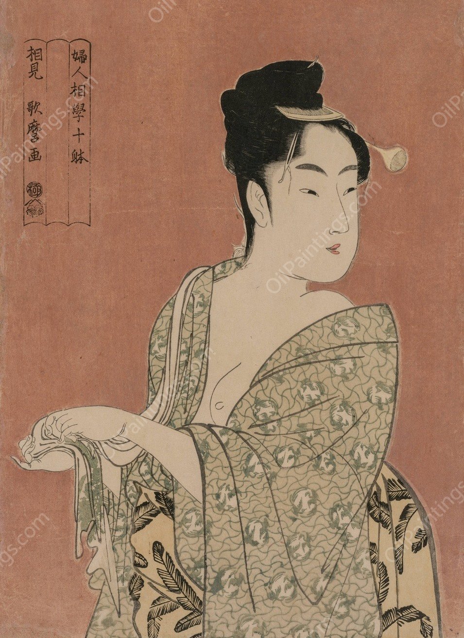 The Faddish Type from the series Ten Types in the Physiognomy of Women  by Kitagawa Utamaro - Hand-Painted Oil Painting Reproduction