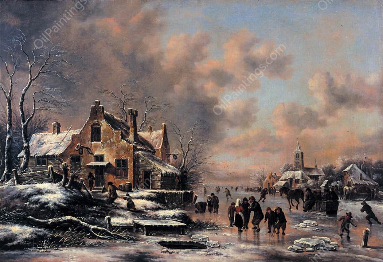 Winter Landscape by Klaes Molenaer - Hand-Painted Oil Painting Reproduction