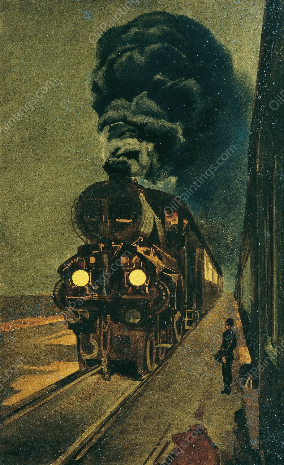 Der Schnellzug  by Klemens Brosch - Hand-Painted Oil Painting Reproduction