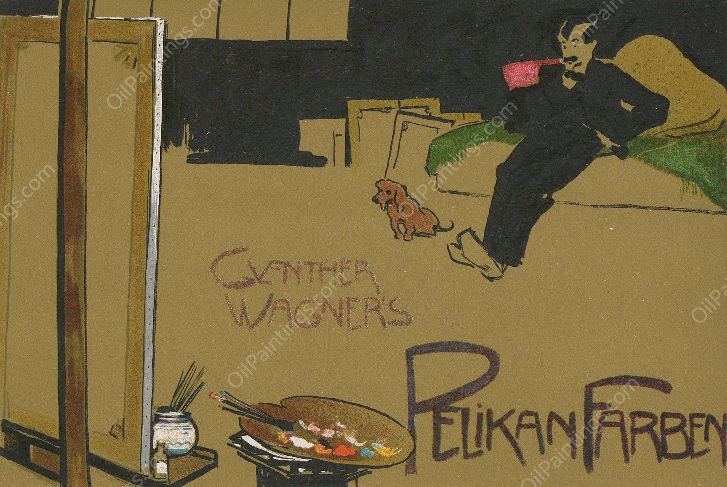 Gunther Wagner's Pelikan-Farben  by Knut Hansen - Hand-Painted Oil Painting Reproduction