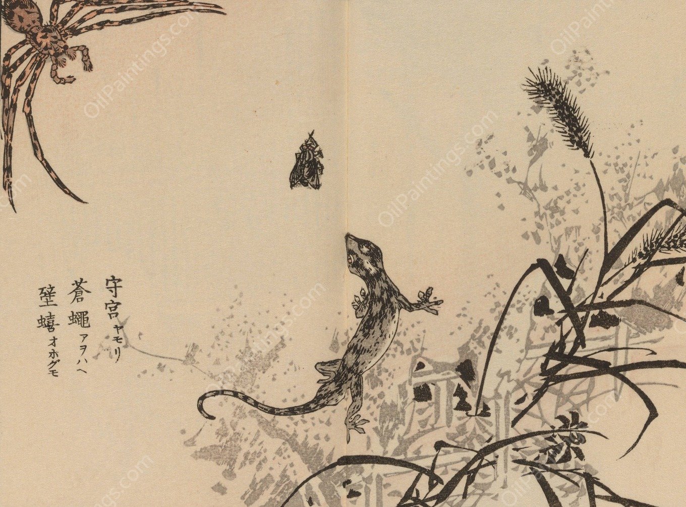 Bairei gafu, Pl.69  by Kono Bairei - Hand-Painted Oil Painting Reproduction