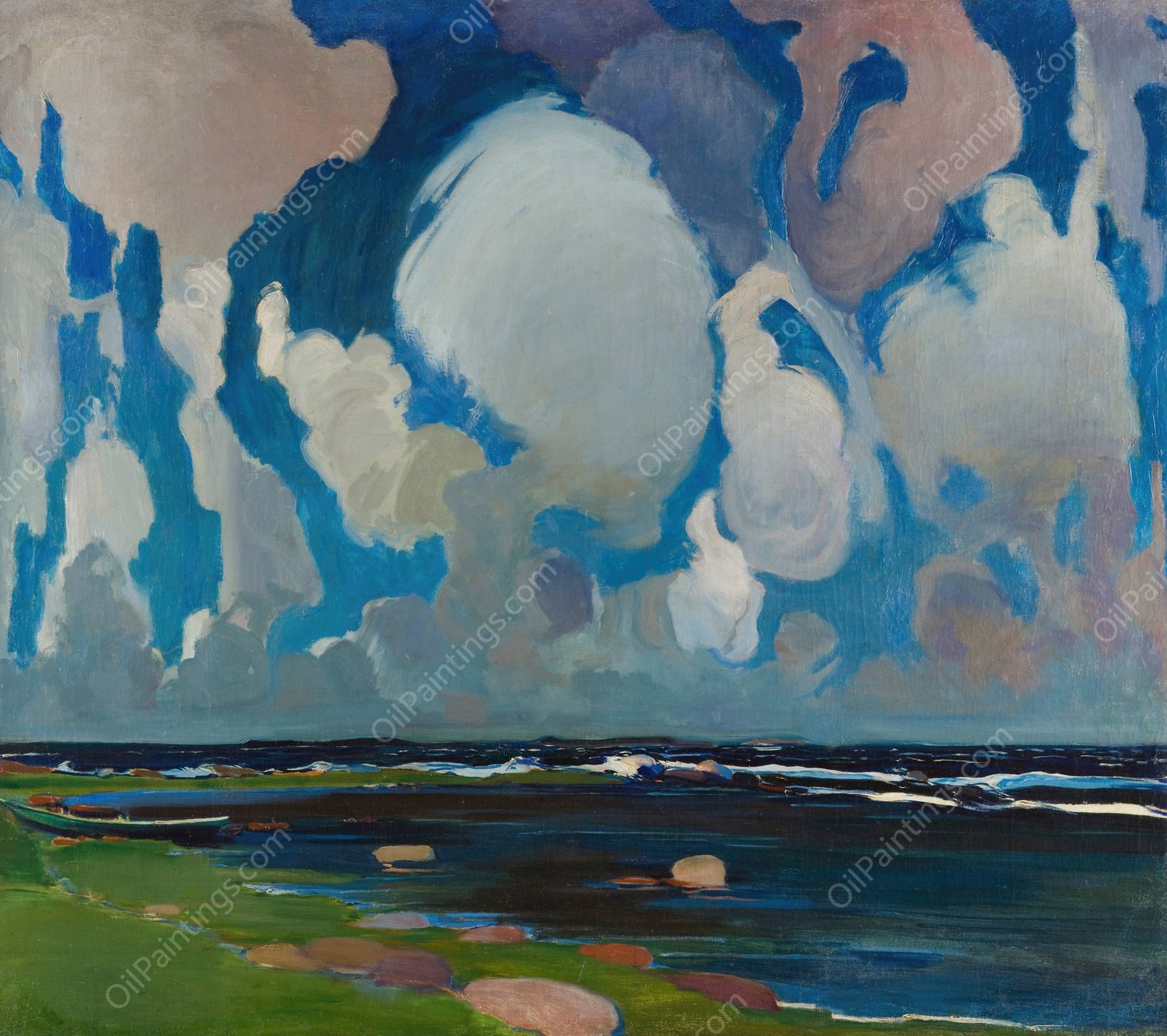 Clouds in Finland  by Konrad Krzyzanowski - Hand-Painted Oil Painting Reproduction