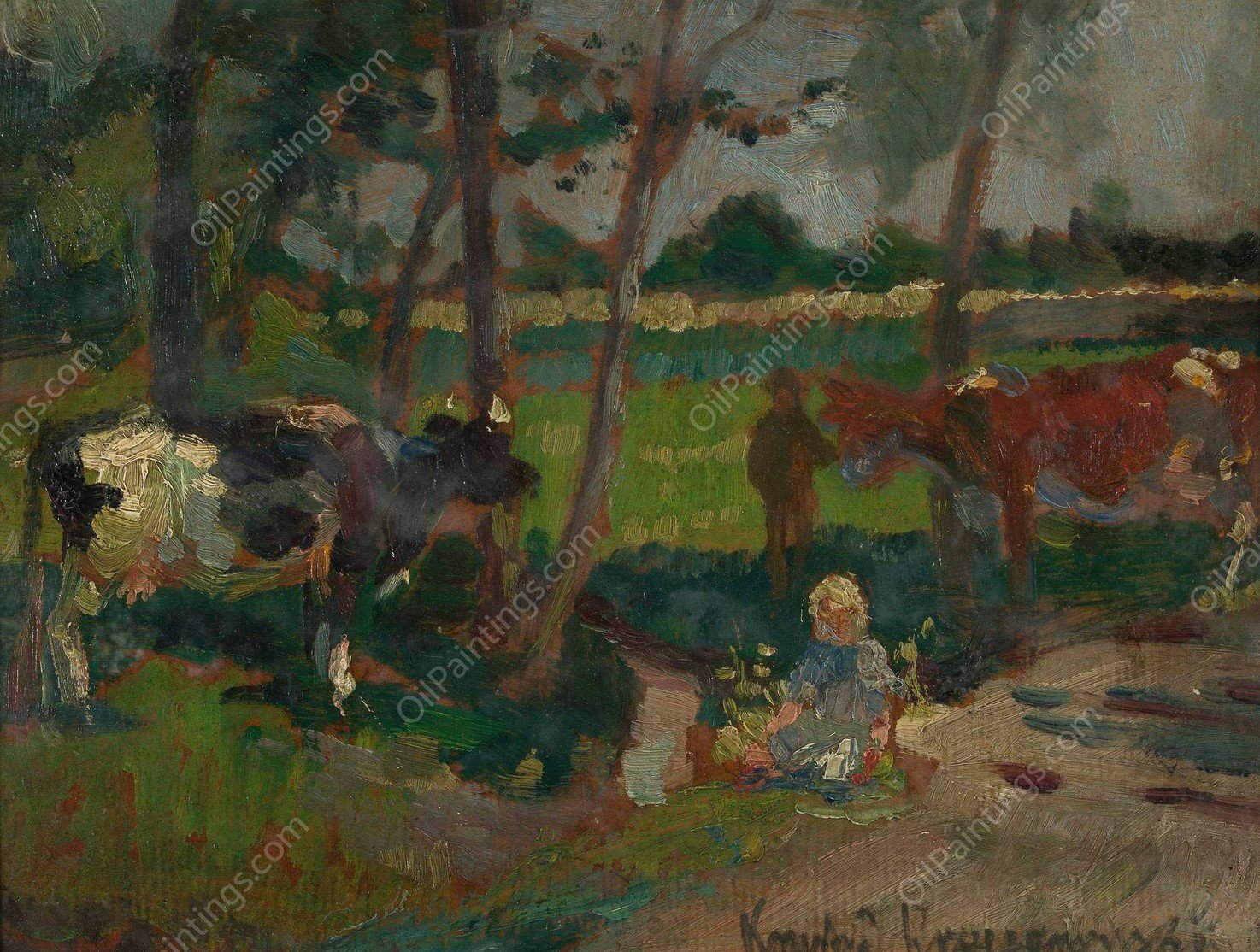 Landscape by Konrad Krzyzanowski - Hand-Painted Oil Painting Reproduction