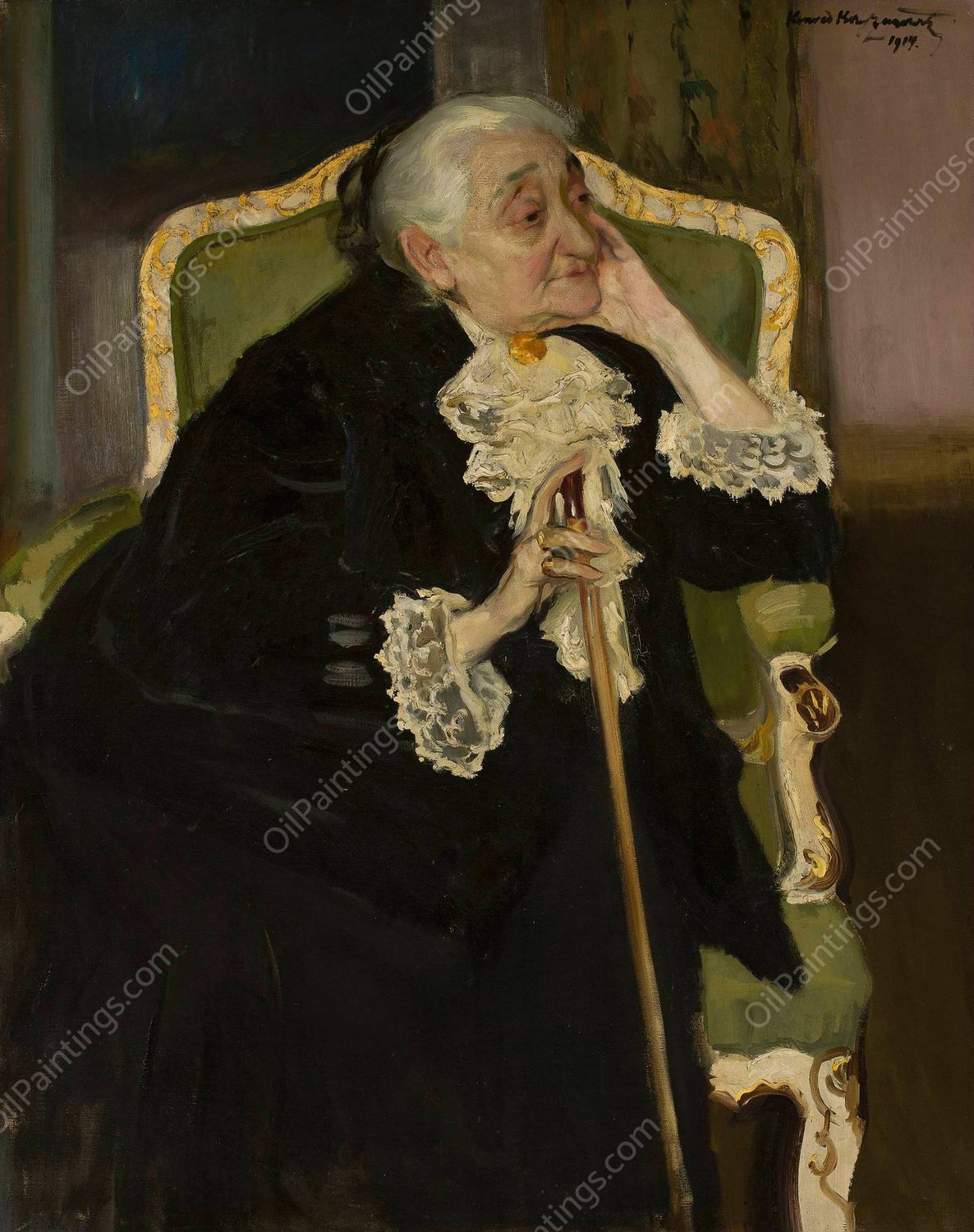 Portrait of Mrs. Makowska  by Konrad Krzyzanowski - Hand-Painted Oil Painting Reproduction