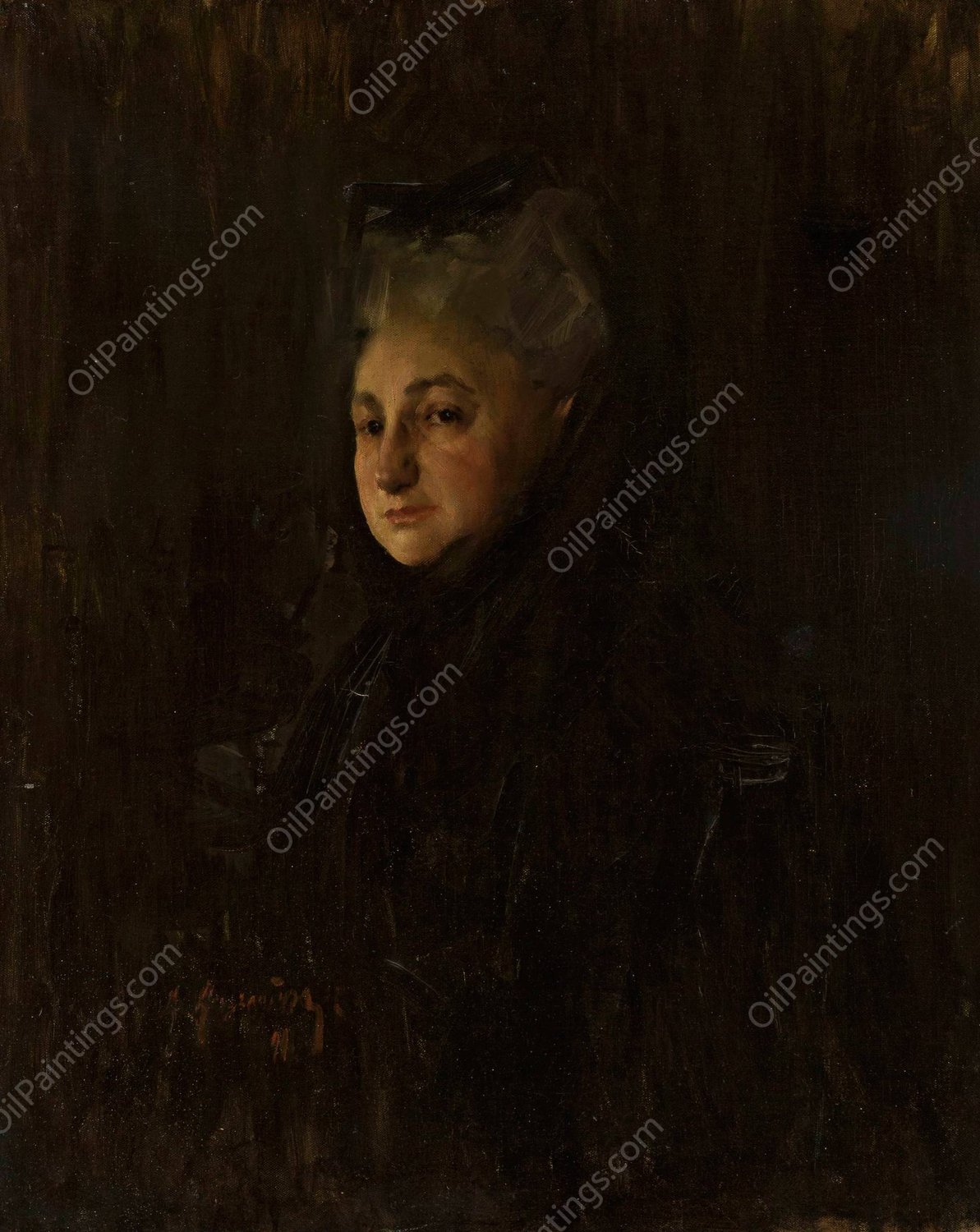 Portrait of Teresa Silberstein nee Cohn  by Konrad Krzyzanowski - Hand-Painted Oil Painting Reproduction