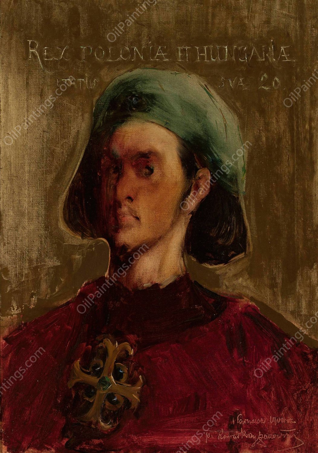 Portrait of Wladyslaw Warnenczyk, King of Poland  by Konrad Krzyzanowski - Hand-Painted Oil Painting Reproduction