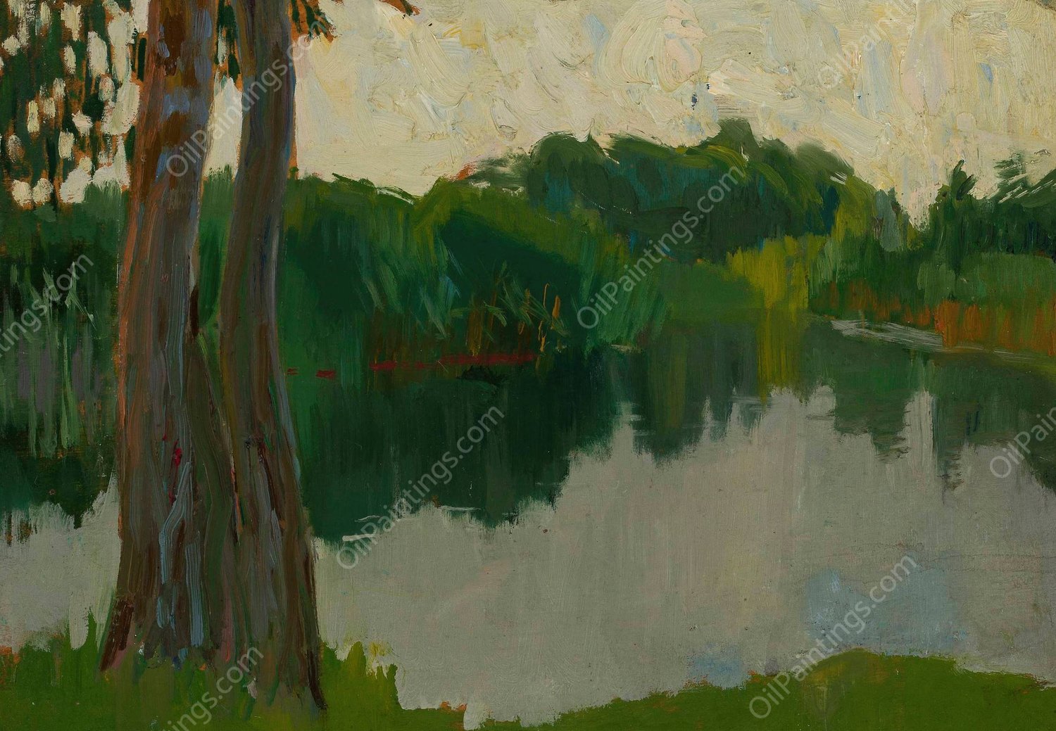 Sketch of a landscape  by Konrad Krzyzanowski - Hand-Painted Oil Painting Reproduction