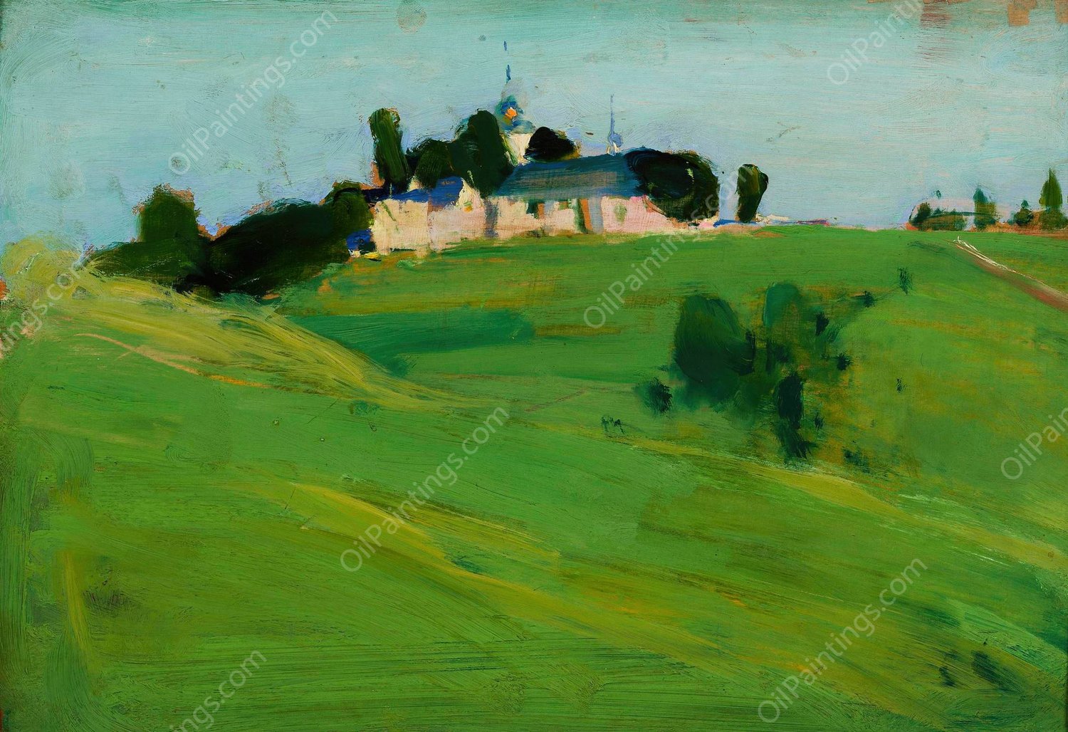 View from Istebna V. Church  by Konrad Krzyzanowski - Hand-Painted Oil Painting Reproduction