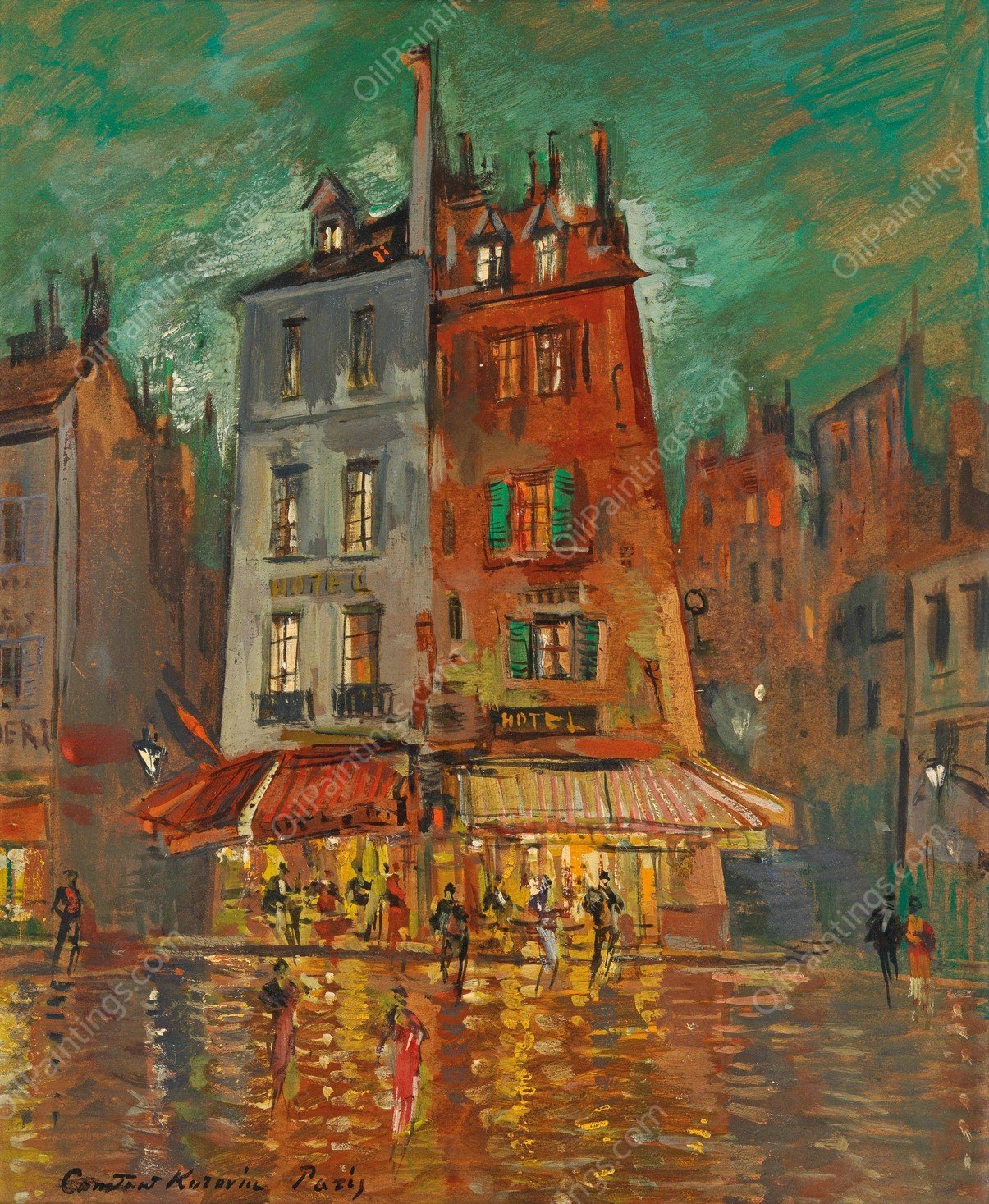 Nachtliches Paris by Konstantin Alexeevich Korovin - Hand-Painted Oil Painting Reproduction