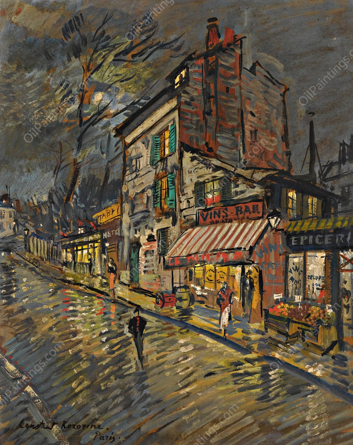 Paris By Night by Konstantin Alexeevich Korovin - Hand-Painted Oil Painting Reproduction