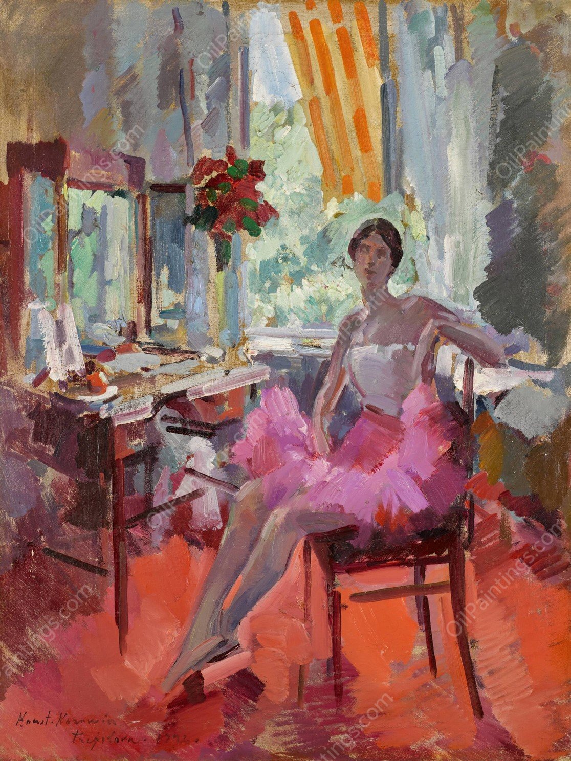 Portrait of the Ballerina Vera Trefilova  by Konstantin Alexeevich Korovin - Hand-Painted Oil Painting Reproduction