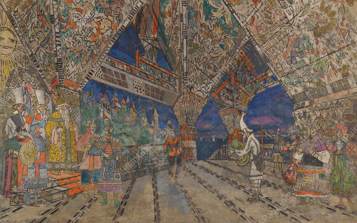 Stage Design For Le Coq D'or  by Konstantin Alexeevich Korovin - Hand-Painted Oil Painting Reproduction