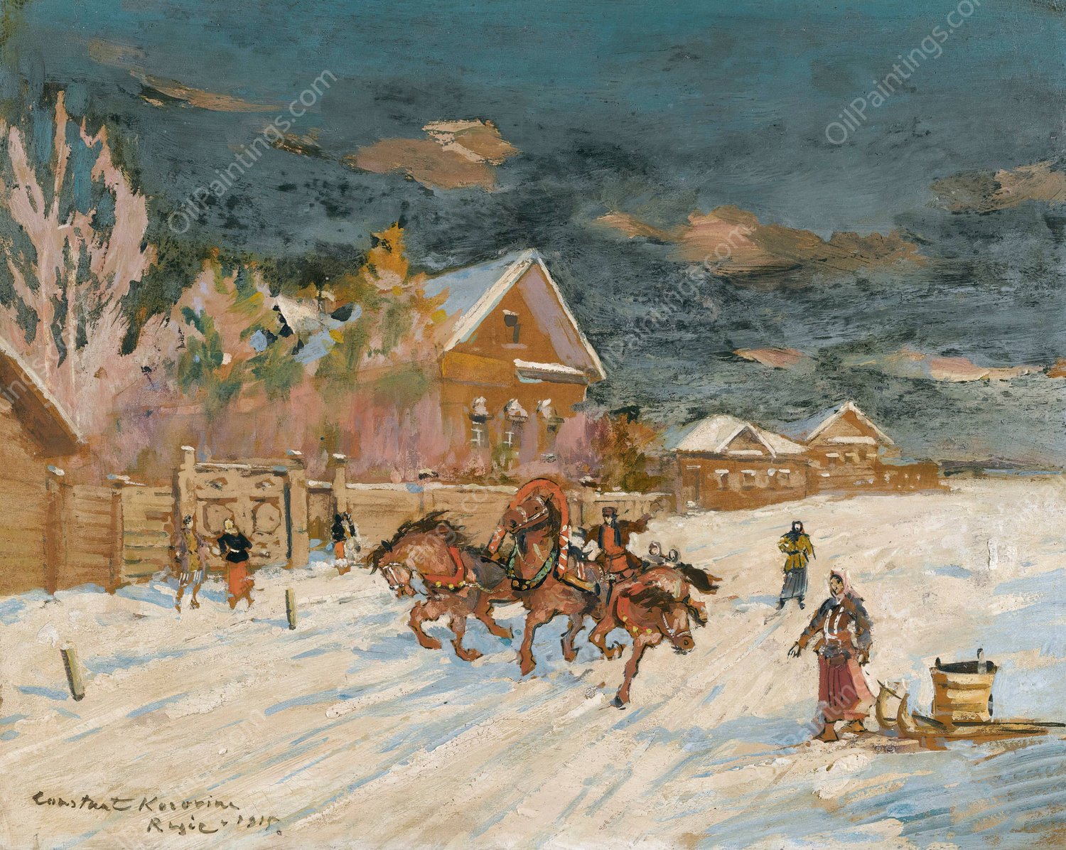 Winter Landscape by Konstantin Alexeevich Korovin - Hand-Painted Oil Painting Reproduction