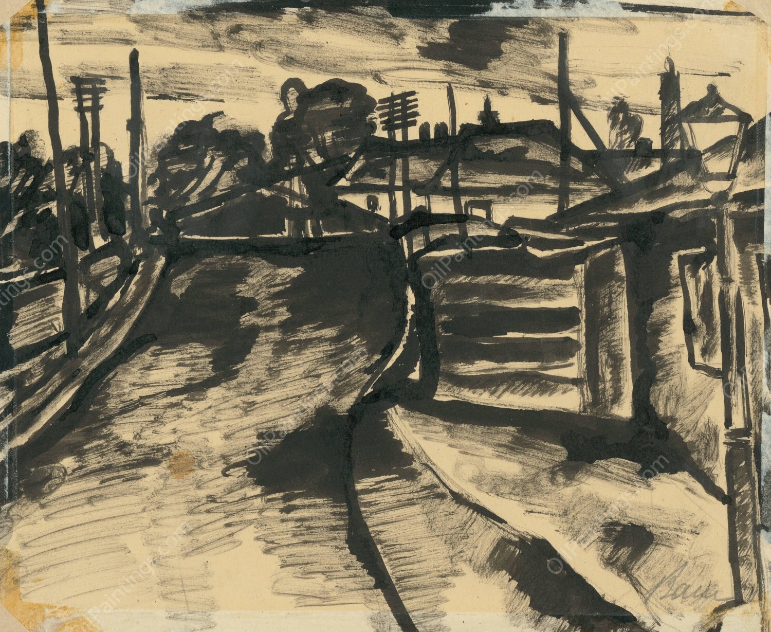 Gorkeho nabrezie v KoSiciach  by Konstantin Bauer - Hand-Painted Oil Painting Reproduction