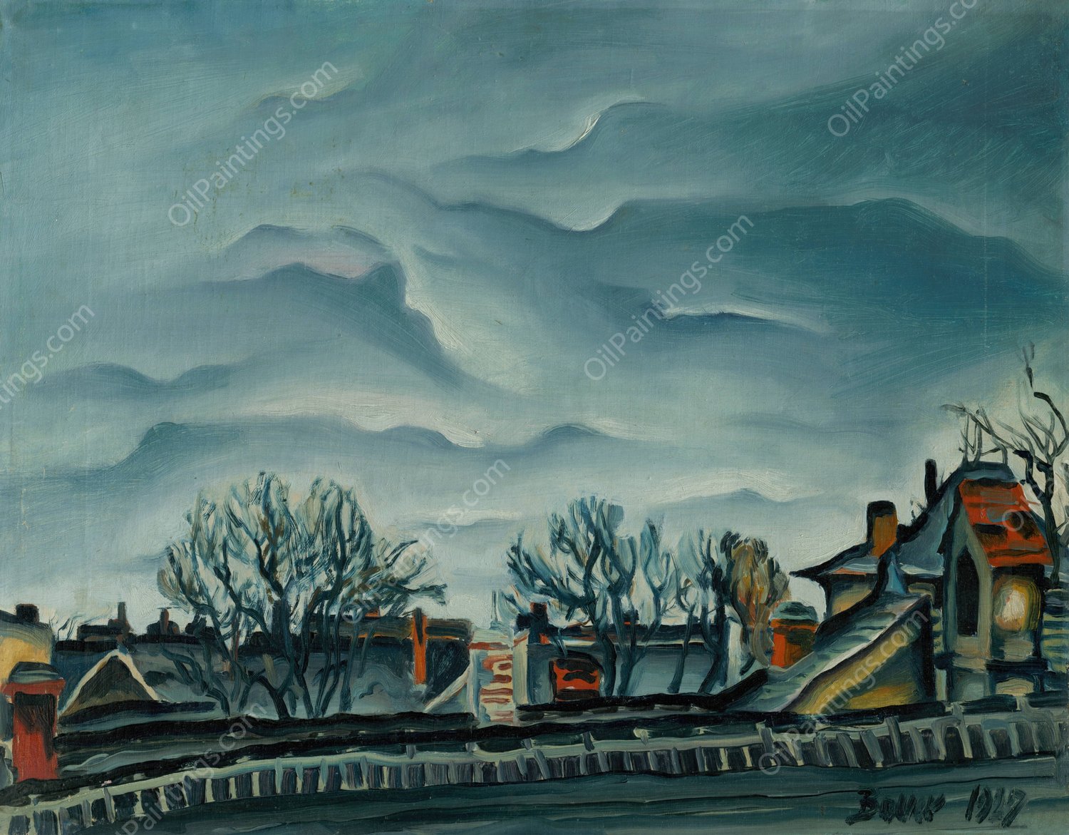 Na okraji mesta  by Konstantin Bauer - Hand-Painted Oil Painting Reproduction