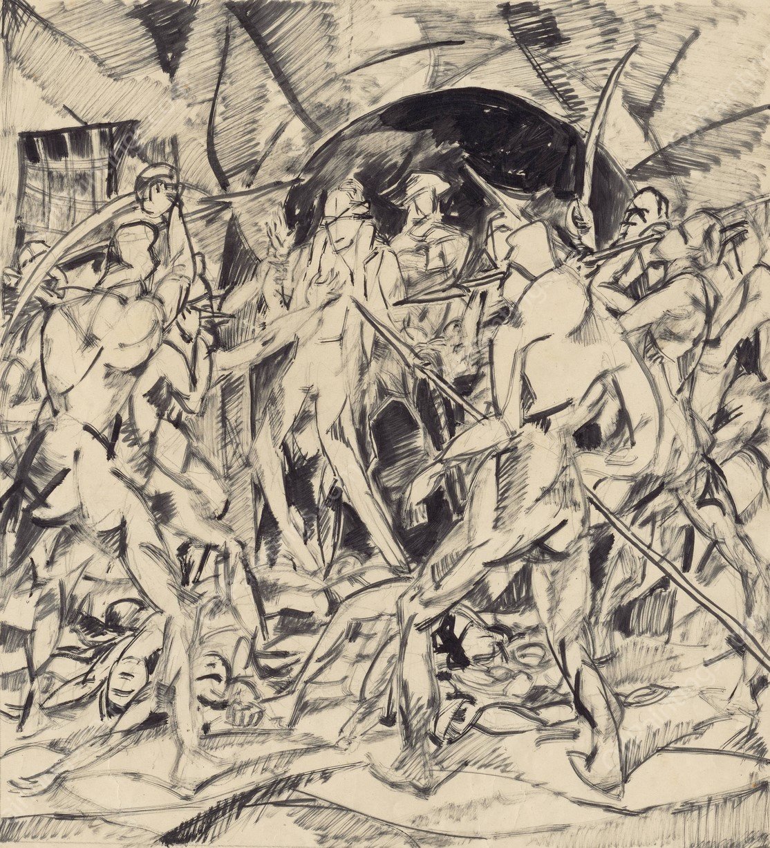 Septembrova masakra pred zalarom  by Konstantin Bauer - Hand-Painted Oil Painting Reproduction