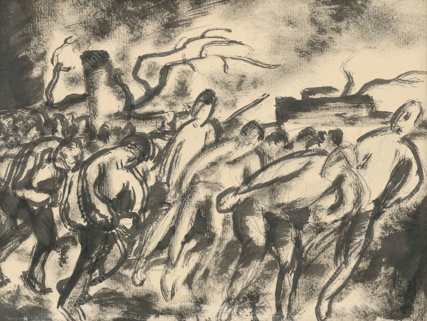 Strajk I.  by Konstantin Bauer - Hand-Painted Oil Painting Reproduction