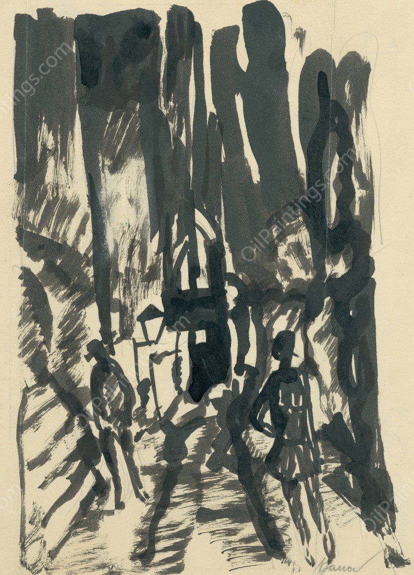 V ulicke  by Konstantin Bauer - Hand-Painted Oil Painting Reproduction