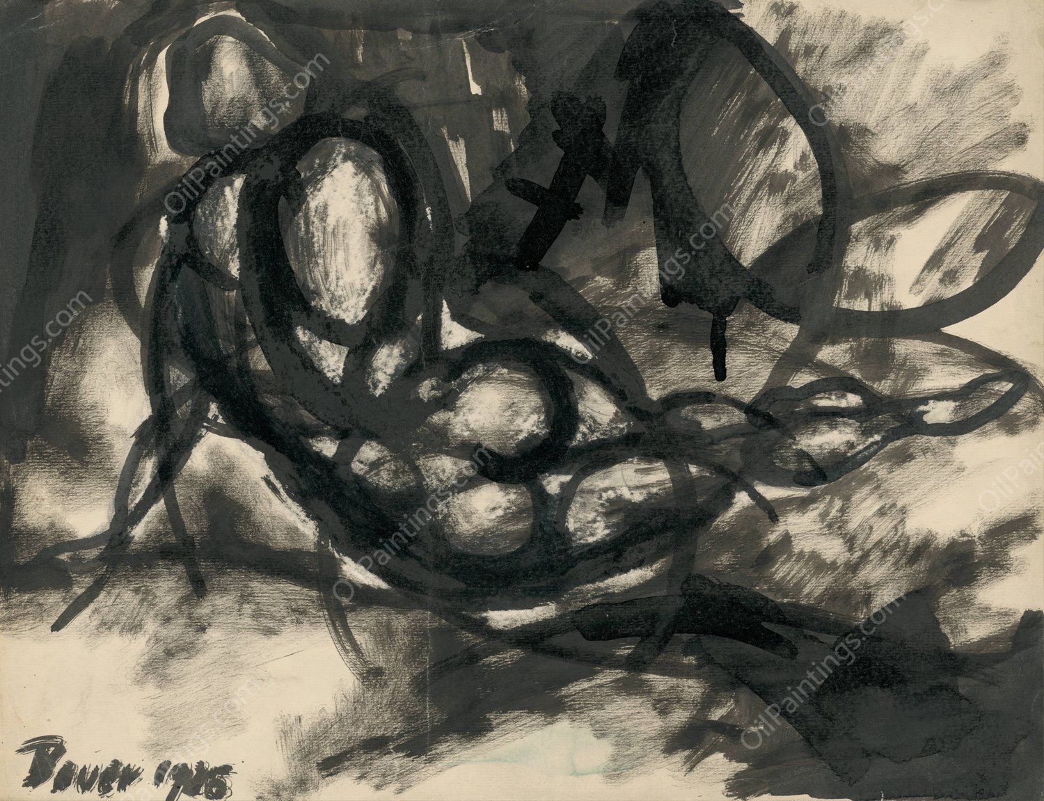 zensky akt  by Konstantin Bauer - Hand-Painted Oil Painting Reproduction