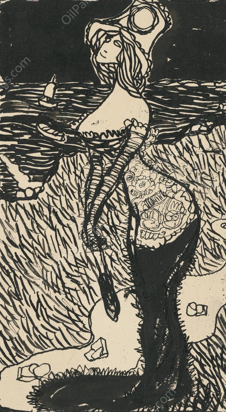 Karikatura damskej mody  by Konstantin Kovari-Kacmarik - Hand-Painted Oil Painting Reproduction