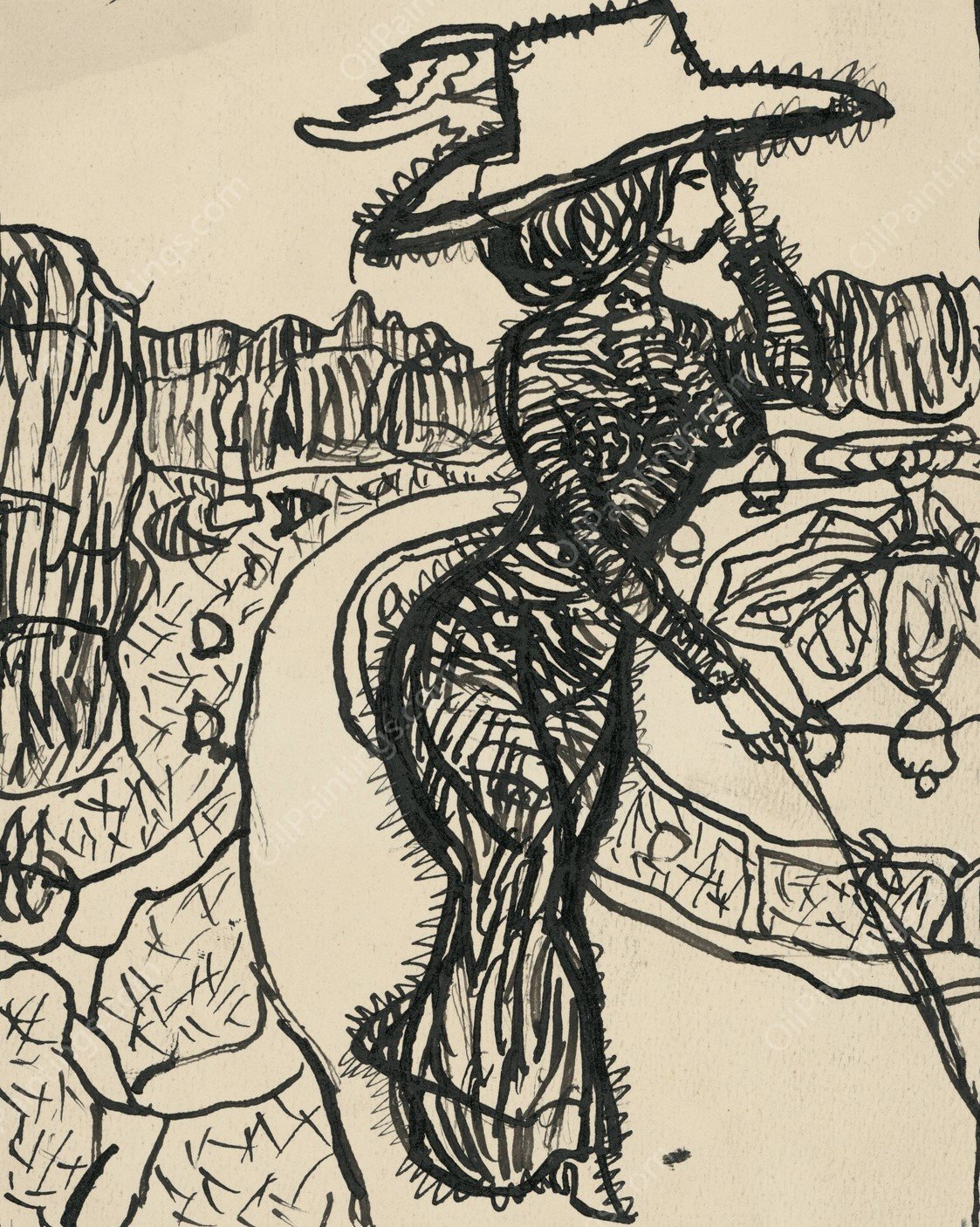 Karikatura damy  by Konstantin Kovari-Kacmarik - Hand-Painted Oil Painting Reproduction