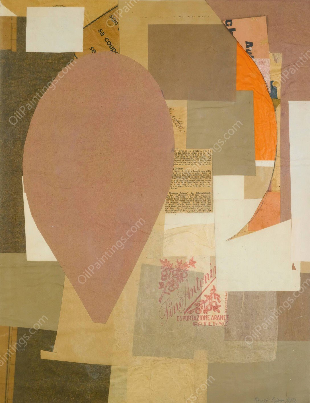 Ohne Titel  by Kurt Schwitters - Hand-Painted Oil Painting Reproduction