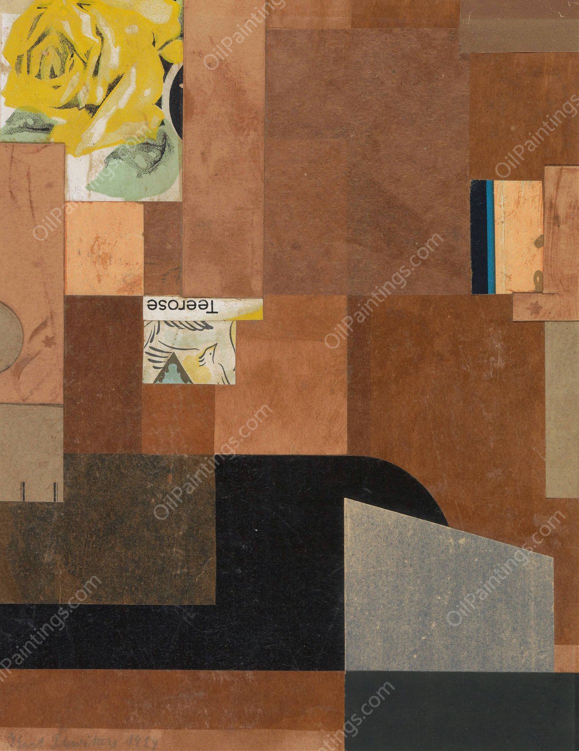 Tea Rose  by Kurt Schwitters - Hand-Painted Oil Painting Reproduction