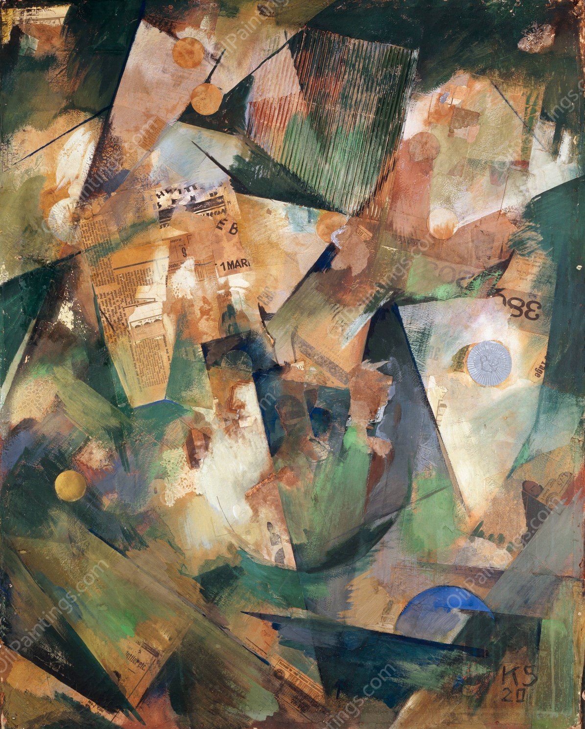 The Springtime Picture Merzpicture 20 B  by Kurt Schwitters - Hand-Painted Oil Painting Reproduction