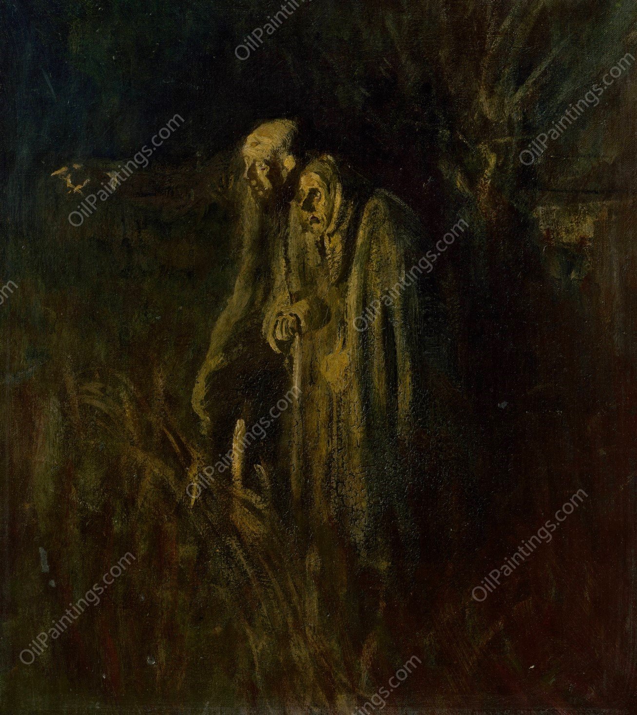 End of Life. Elderly Couple at Night  by Ladislav Mednyanszky - Hand-Painted Oil Painting Reproduction