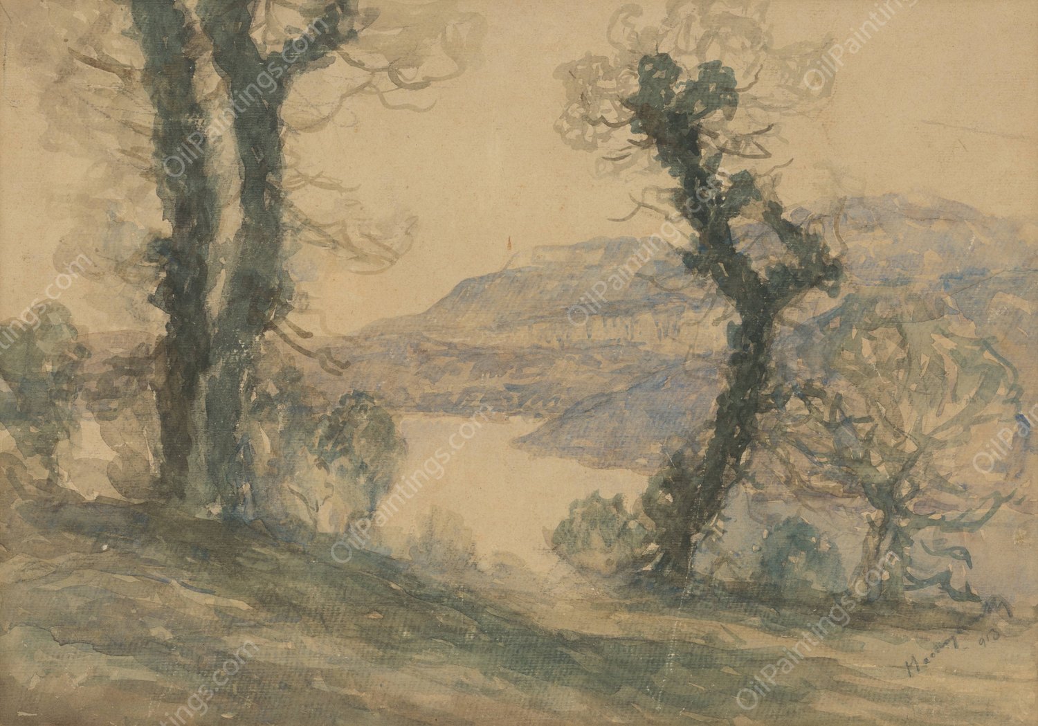 Landscape  by Ladislav Mednyanszky - Hand-Painted Oil Painting Reproduction