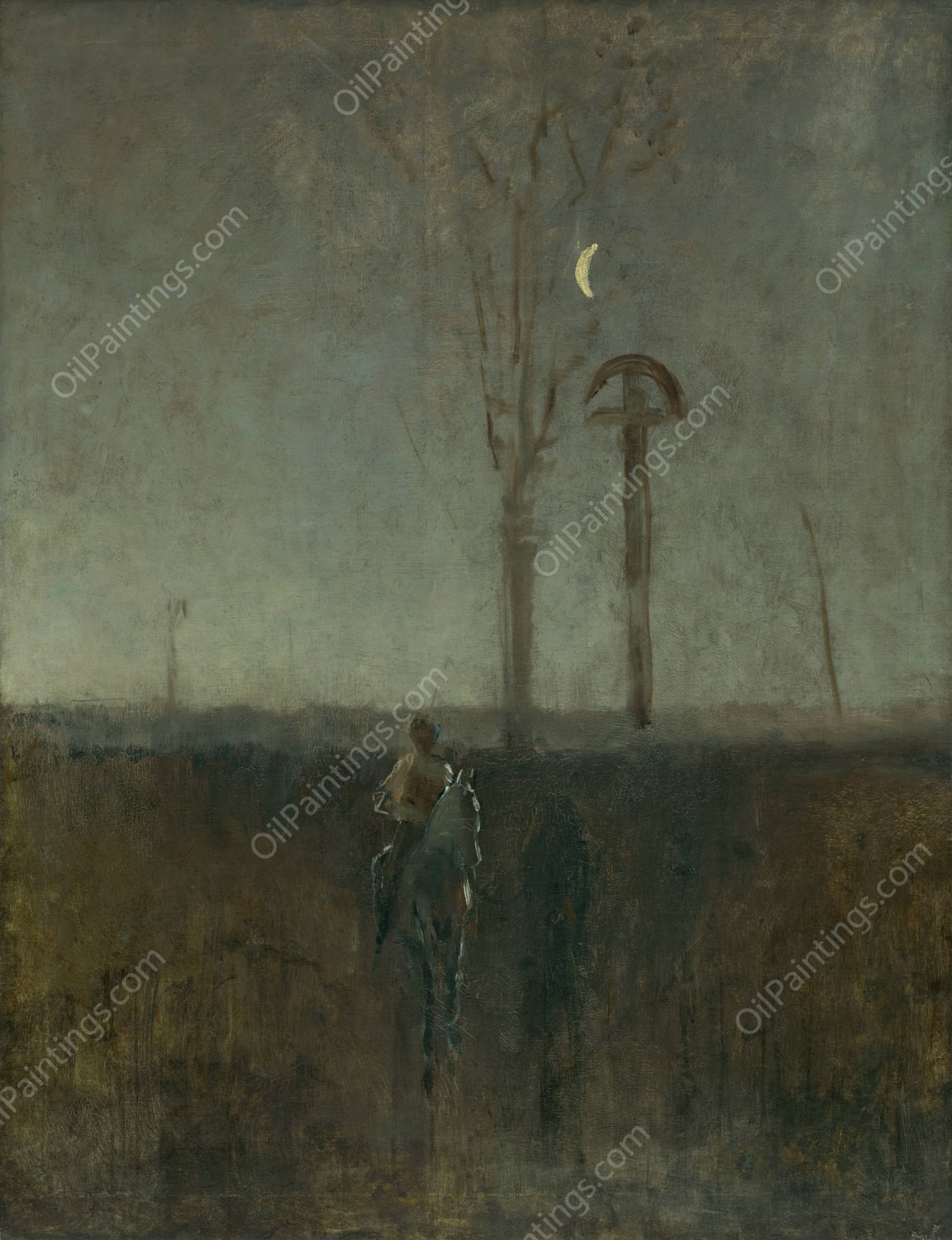 Landscape with rider  by Ladislav Mednyanszky - Hand-Painted Oil Painting Reproduction