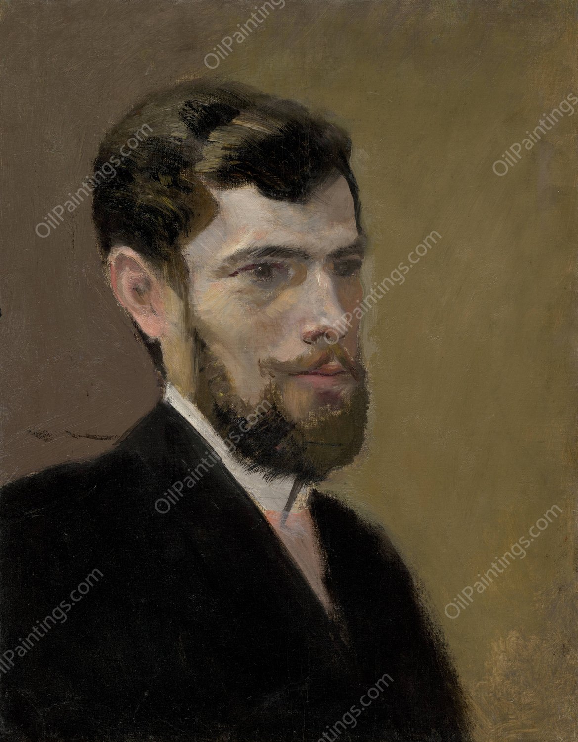 Study of a Bearded Man in a Black Suit  by Ladislav Mednyanszky - Hand-Painted Oil Painting Reproduction