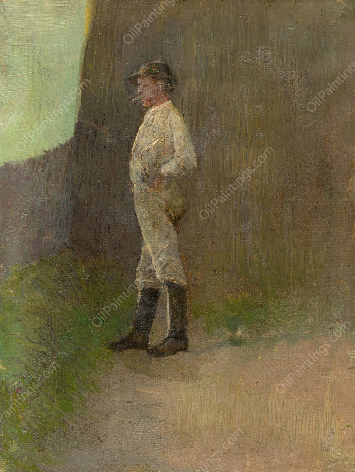 Study of a Standing Lad in the Boots  by Ladislav Mednyanszky - Hand-Painted Oil Painting Reproduction