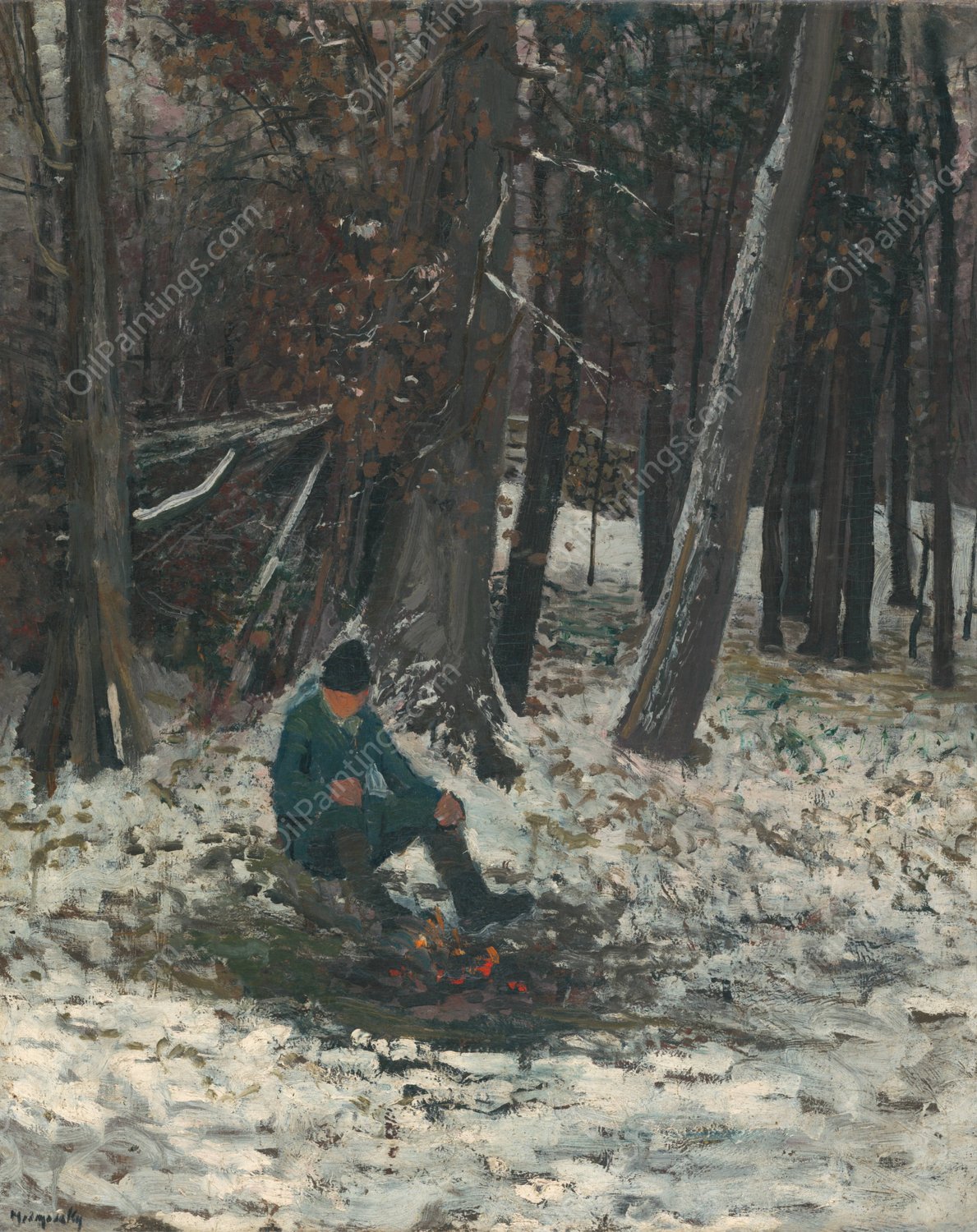 Woodcutter  by Ladislav Mednyanszky - Hand-Painted Oil Painting Reproduction