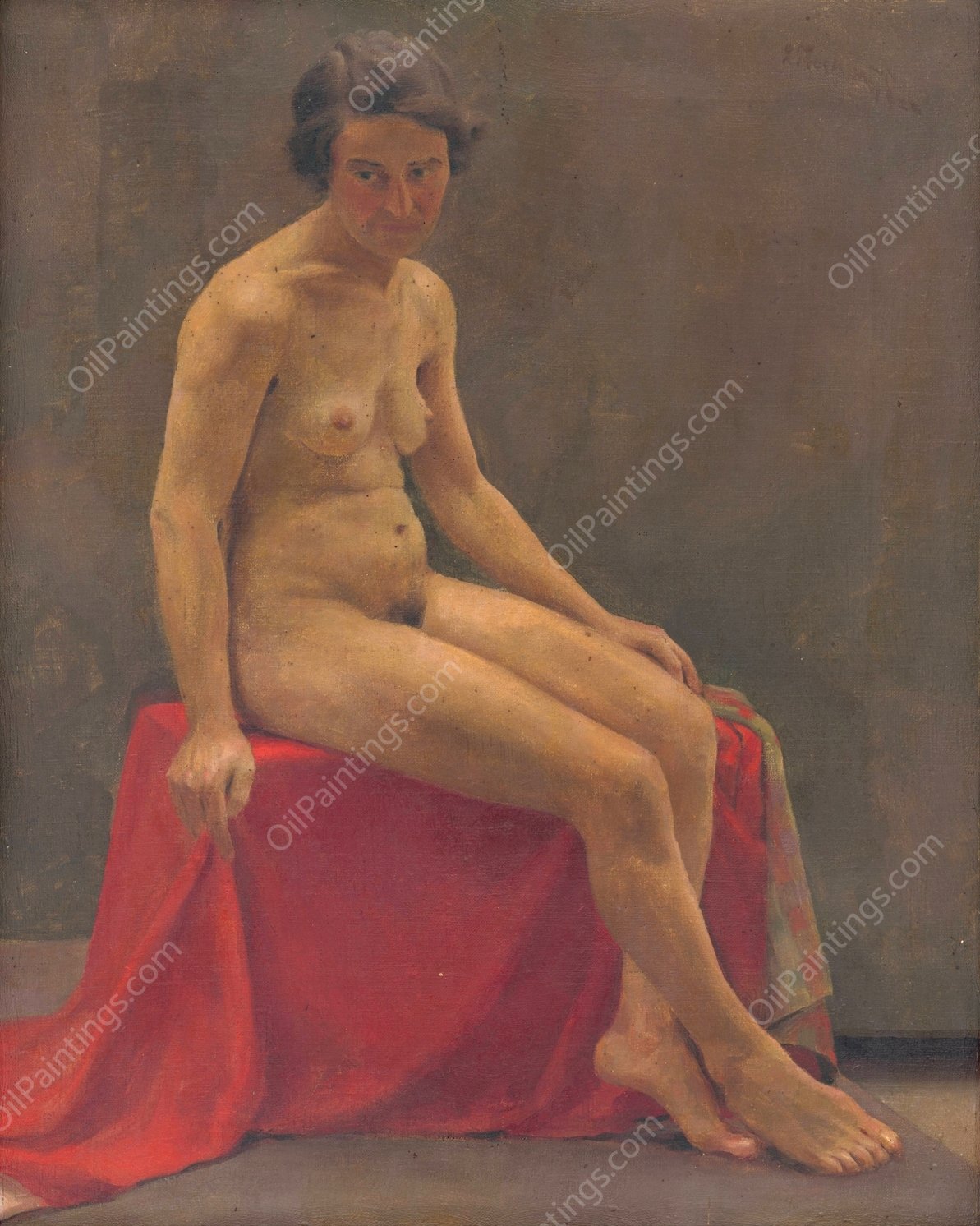 Seated Nude  by Ladislav Treskon - Hand-Painted Oil Painting Reproduction